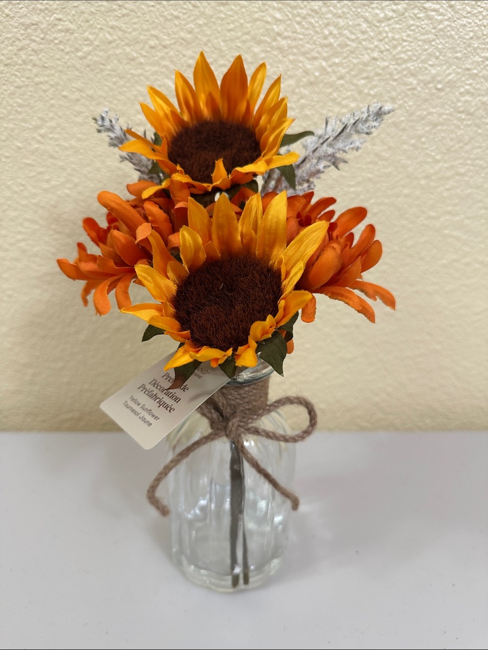 Ashland Orange and Yellow Faux Sunflower Vase Arrangement
